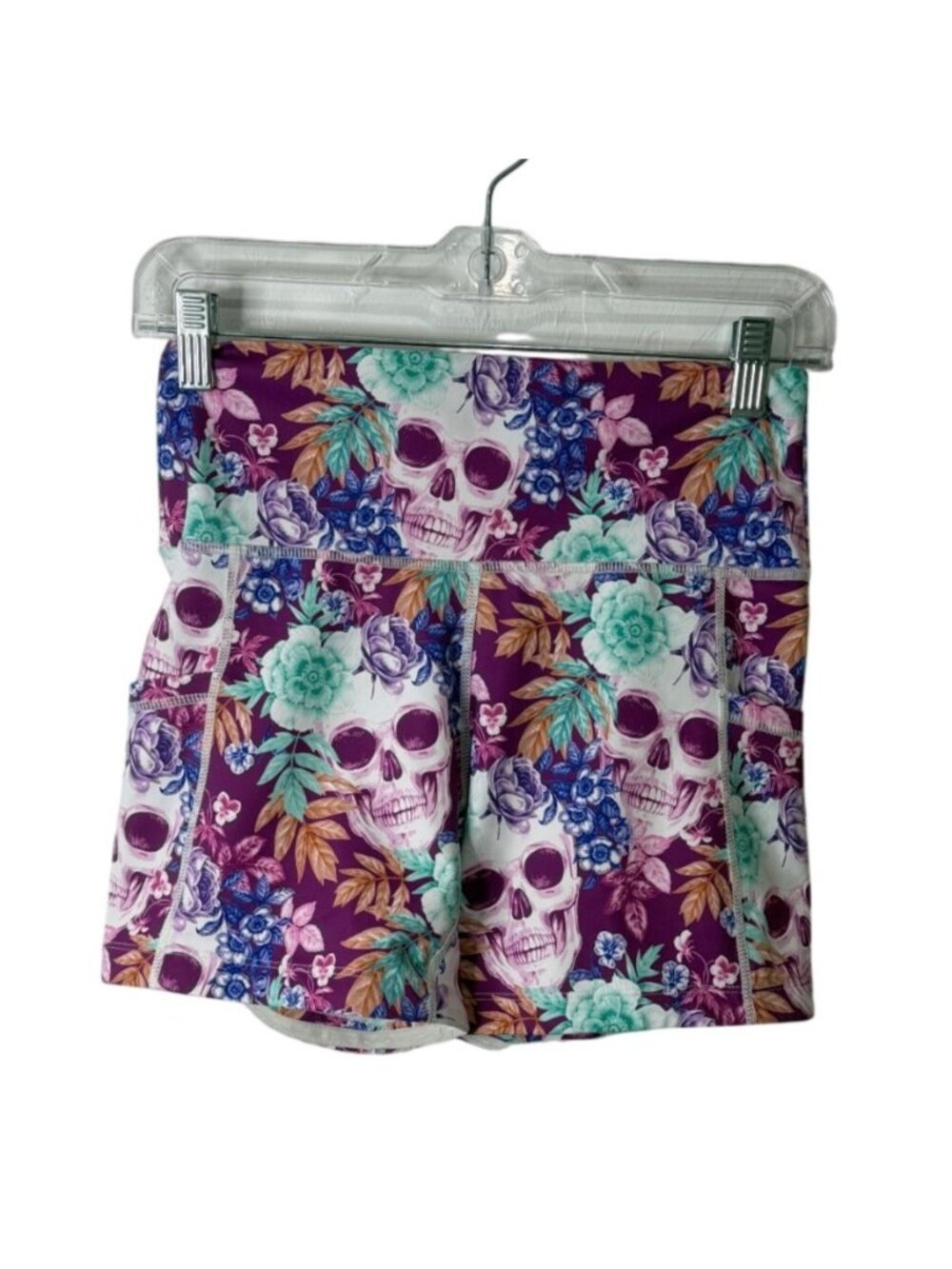 CVG Constantly Varied Gear Womens Size S Shorts 6" Floral Skull Purple Athletic